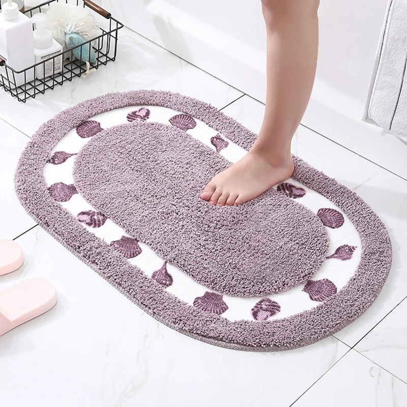 

Oval Shape Bathroom Carpet Microfiber Bathroom Rug Non-slip Bath Mats Bathtub Side Floor Mat Toilet Rugs Doormat For Bathroom