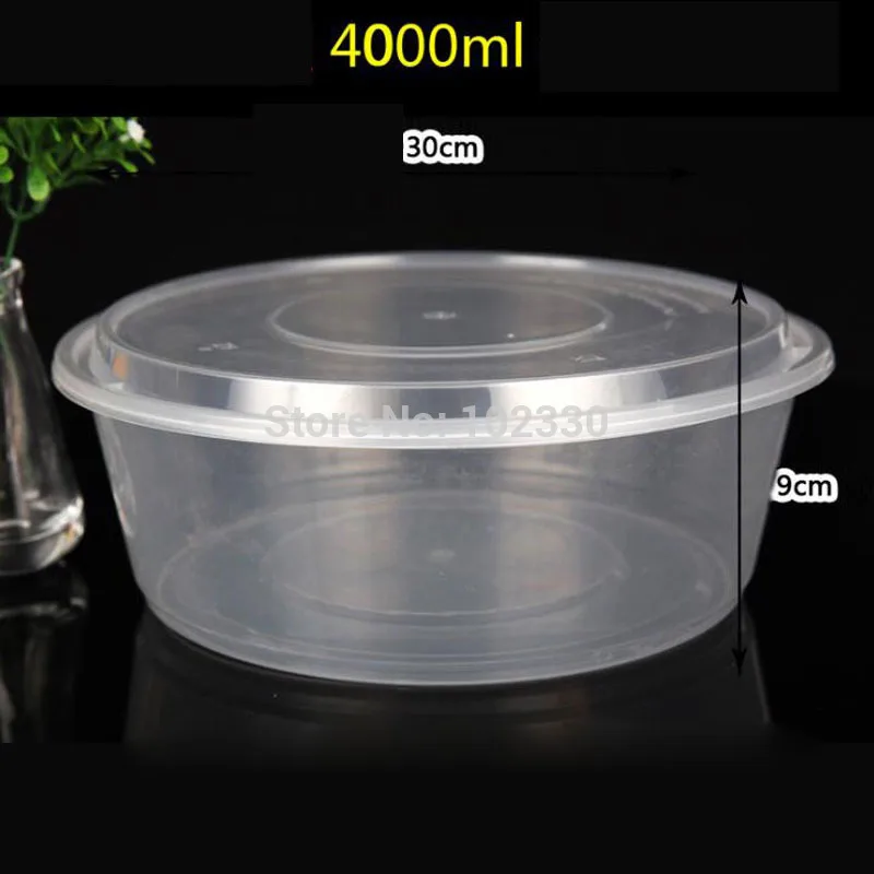 

60Pcs 4000ml Disposable Lunch Box Microwaveable Food Containers Storage Lunch Box Plastic Disposable Bowl Lid