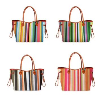 

2019 new luxury handbags women bags designer Colorful striped tote bag ladies shoulder bag handbags sac main femme