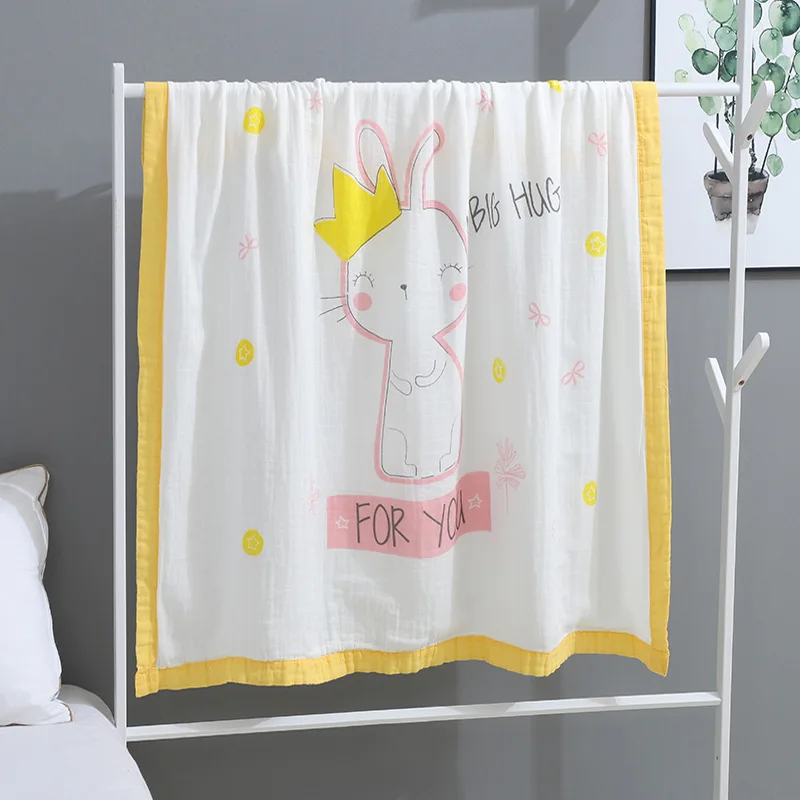 

Four Layer Color Edge Bamboo Cotton Large Rims Children's Quilt Bamboo Fabric BABY'S Bath Towel Baby Nursery Blanket Trolley Chi