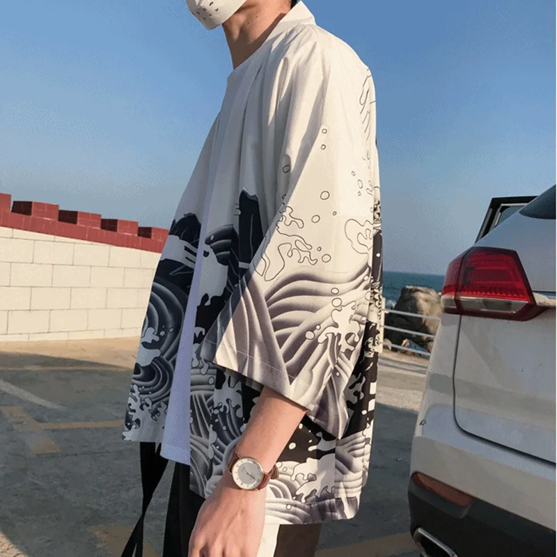 Kimono Man Haori Yukata Japanese Men'S Kimono Shirt Samurai Harajuku Japanese Streetwear Clothes Cardigan Men Clothing