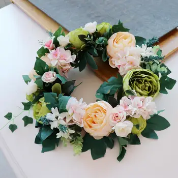 

Simulation Silk Peony Flower Front Door Lintel Wreath Garland Home Wedding Decor