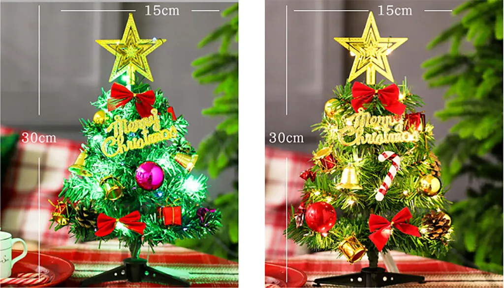 Mini Table Top Christmas Tree Decoration LED Decor Home Xmas Gift Party 30CM Christmas clip Multicolor christmas decoration