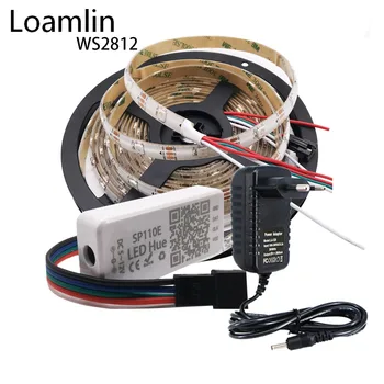 

WS2812B WS2812 RGB Led Strip Light Kit SP110E RGB Bluetooth Led Controller DC5V 3A 5A 8A Led Transformaer power supply Kit