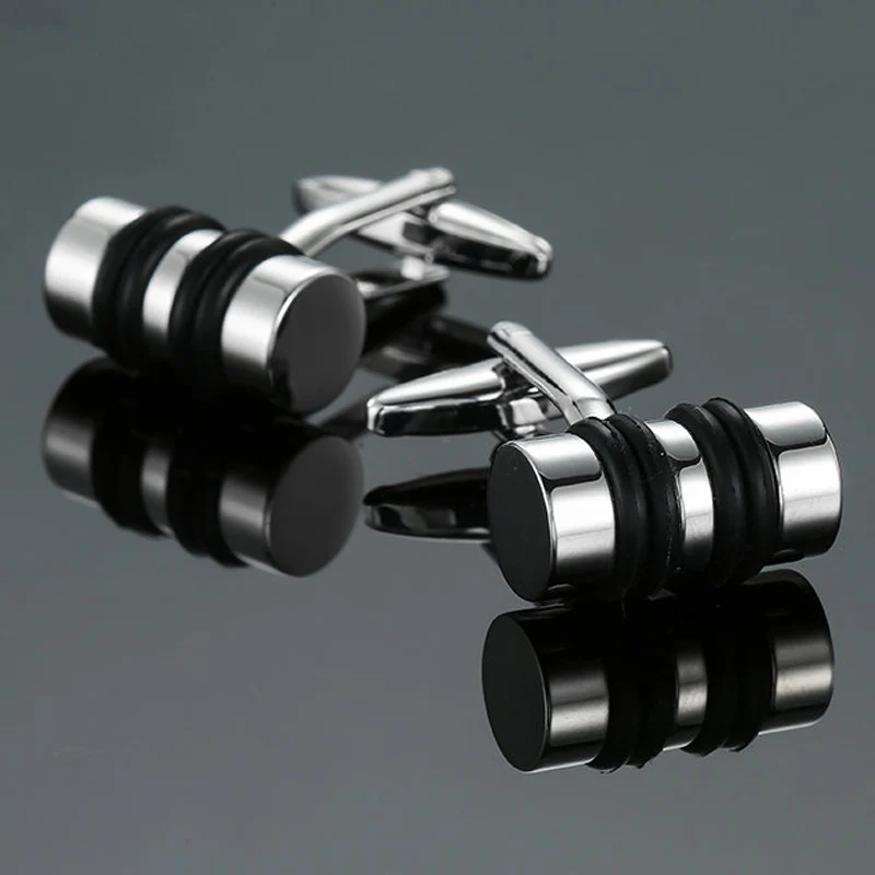 

High quality laser metal Cufflinks brand new fashion jewelry leather rope Cufflinks men's business shirt suit pin badge button