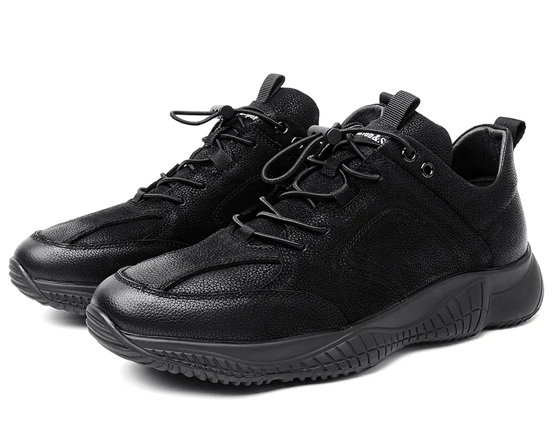 Новая брендовая Высококачественная мужская кожаная повседневная обувь черного цвета Модные дышащие кроссовки на плоской подошве большого размера плюс 38-44 R5-27