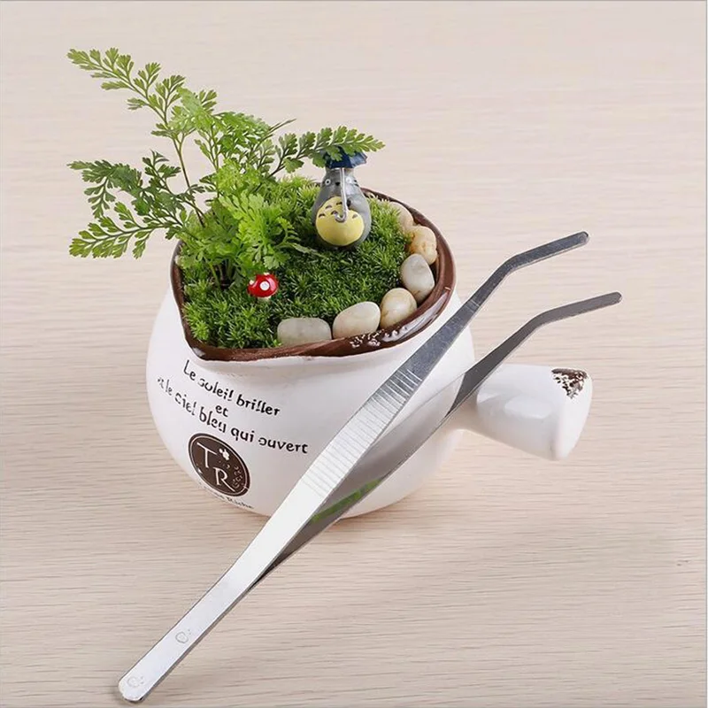 Stainless steel Miniature Garden Gardening Micro Landscape Tweezers Craft Decor 