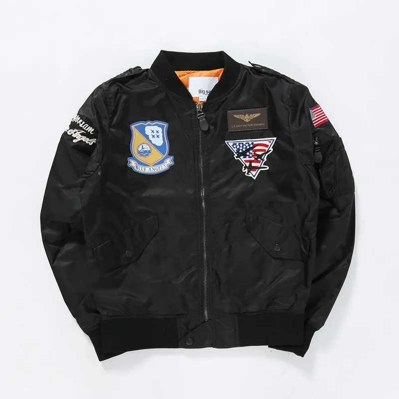 США Флаг Армии MA1 куртки-бомберы для мужчин синие ангелы Летающие тигры Air Force куртки пилота ветровка Хип Хоп Мужская одежда дропшиппинг - Цвет: Черный