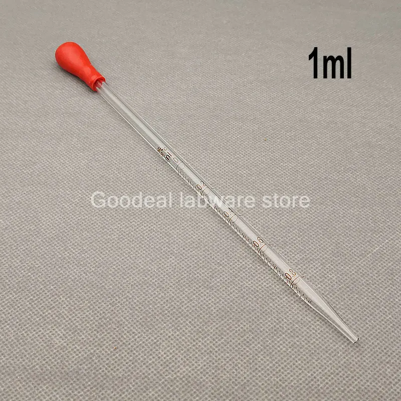 유리 졸업 피펫 드롭퍼, 1ml/2ml/3ml/5ml/10ml, 고무 헤드가 있는 이송 피펫, 4 개/묶음