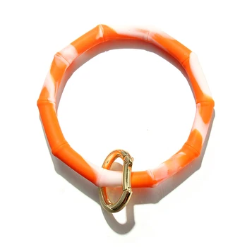 

Trendy New Bamboo Joint Silicone Keychain Women Wristlet Keychain Ring Bangle Wrist Strap Keyrings Accessories