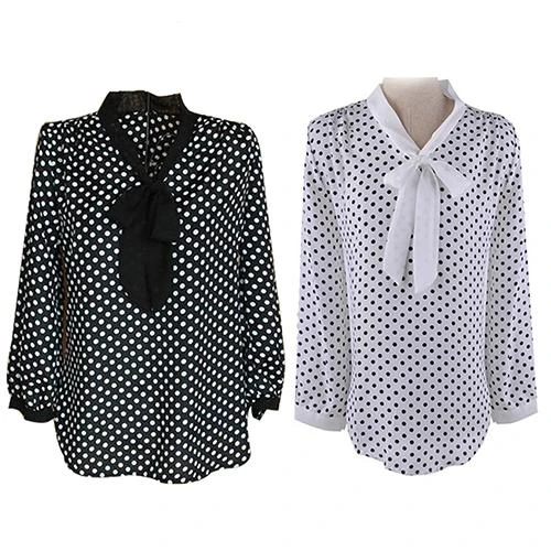 Blusa holgada de gasa con lunares para mujer, camisa de manga larga, Top femenino|Blusas camisas| - AliExpress