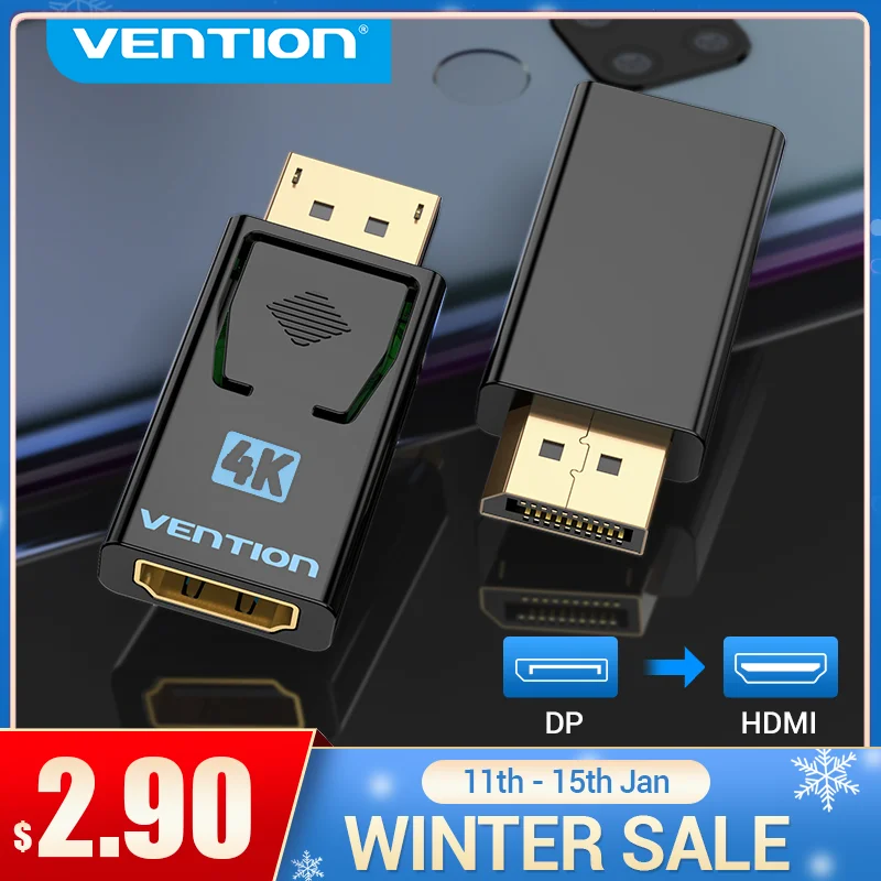 Адаптер Vention DP к HDMI 4K DisplayPort переходник типа Папа для ПК проектора конвертер HDMI| |