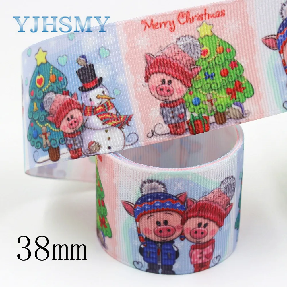 YJHSMY I 19809 1862 38 мм 10 ярдов мультфильм термопечать ленты grosgrain Бант колпачок DIY