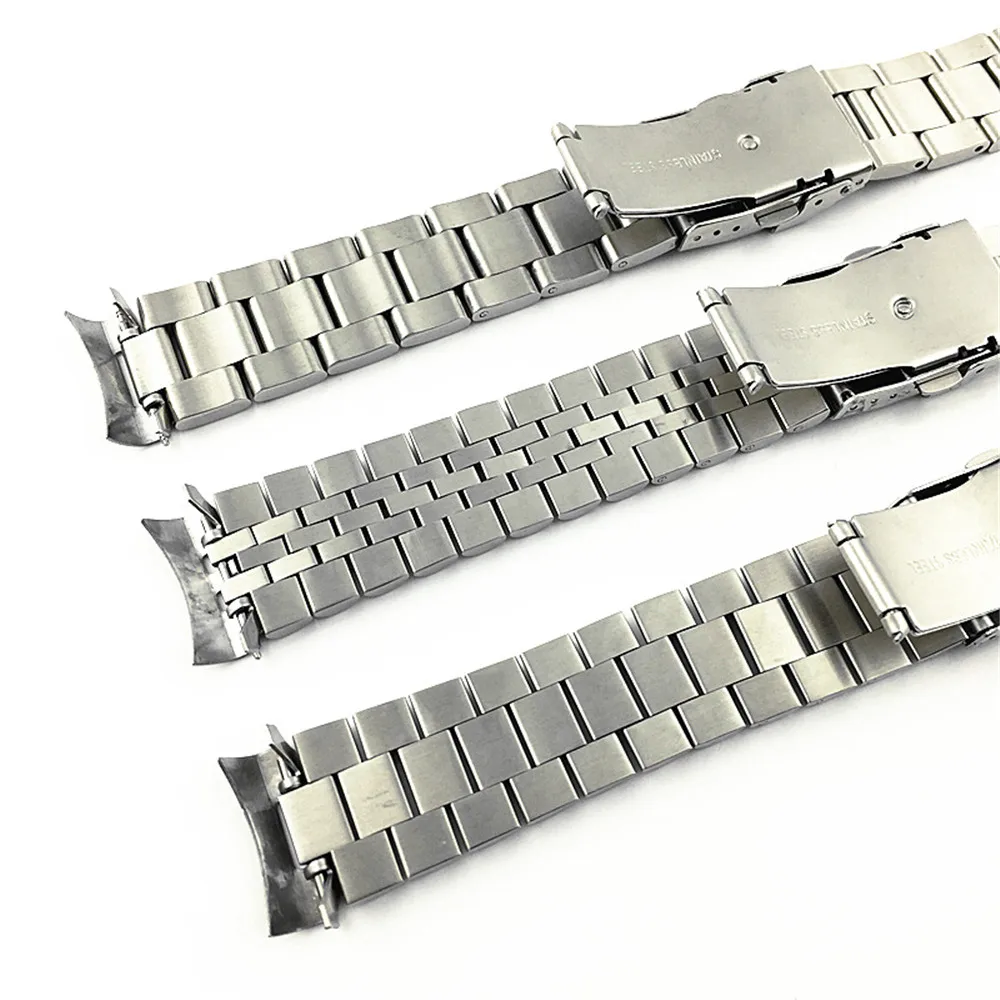 Solid Stainless Steel Curved End Watch Band Replacement Strap - 20mm/22mm