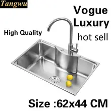 Высокое качество, кухонная раковина с одним лотком, посуда для еды, 304 нержавеющая сталь, горячая Распродажа 620x440 мм