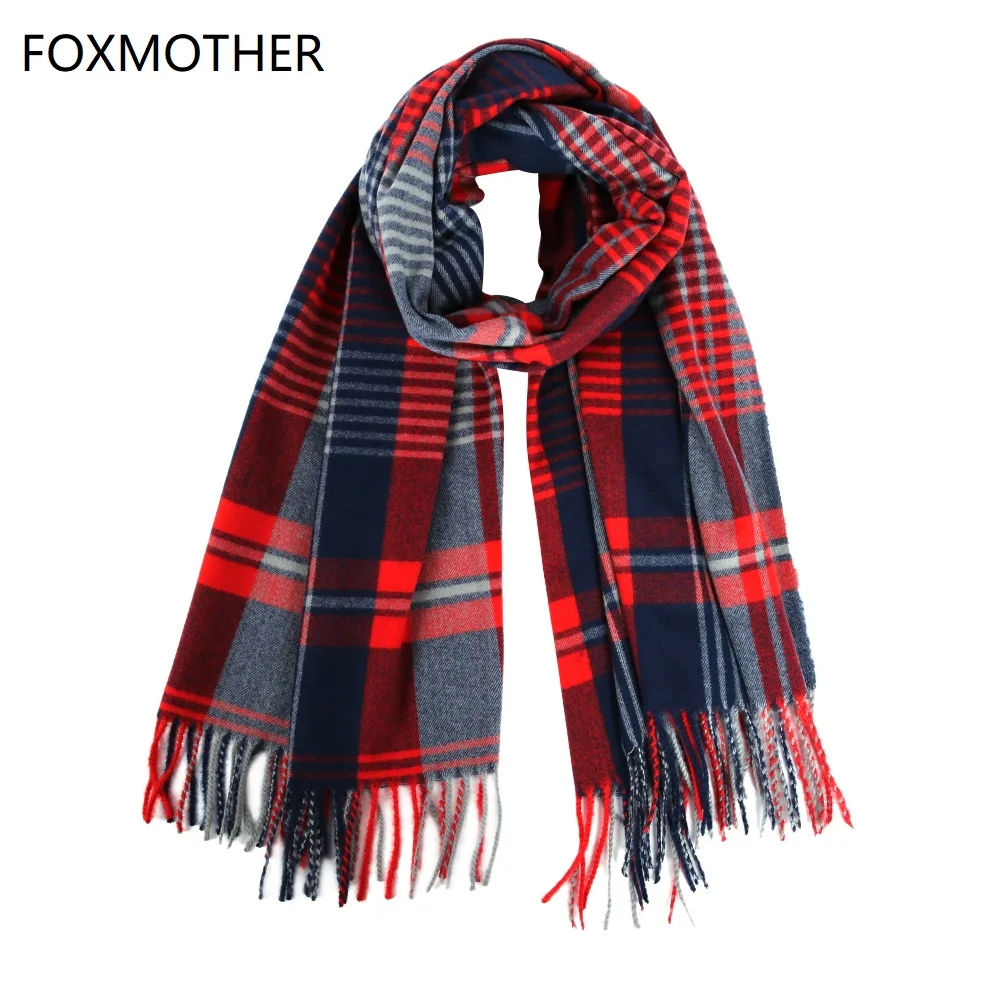 FOXMOTHER, новинка, Foulard Femme, кашемировые шарфы с кисточками, шотландская шаль, зимний шарф, Женский клетчатый шарф, Женский Мужской пашмины