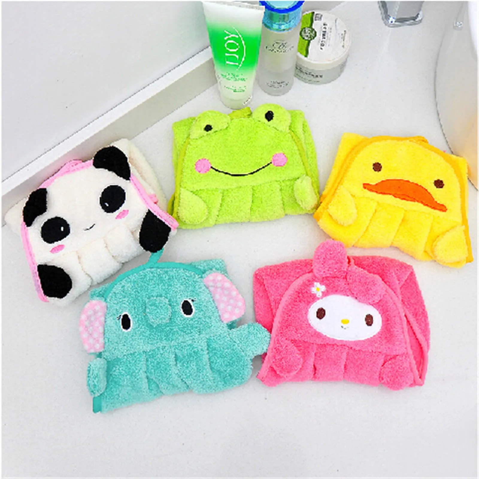 Baby Soft Plush Bath Towel Cute Rabbit Nursery Hand Cartoon Animal Wipe Hanging Bathing For Children Bathroom | Дом и сад