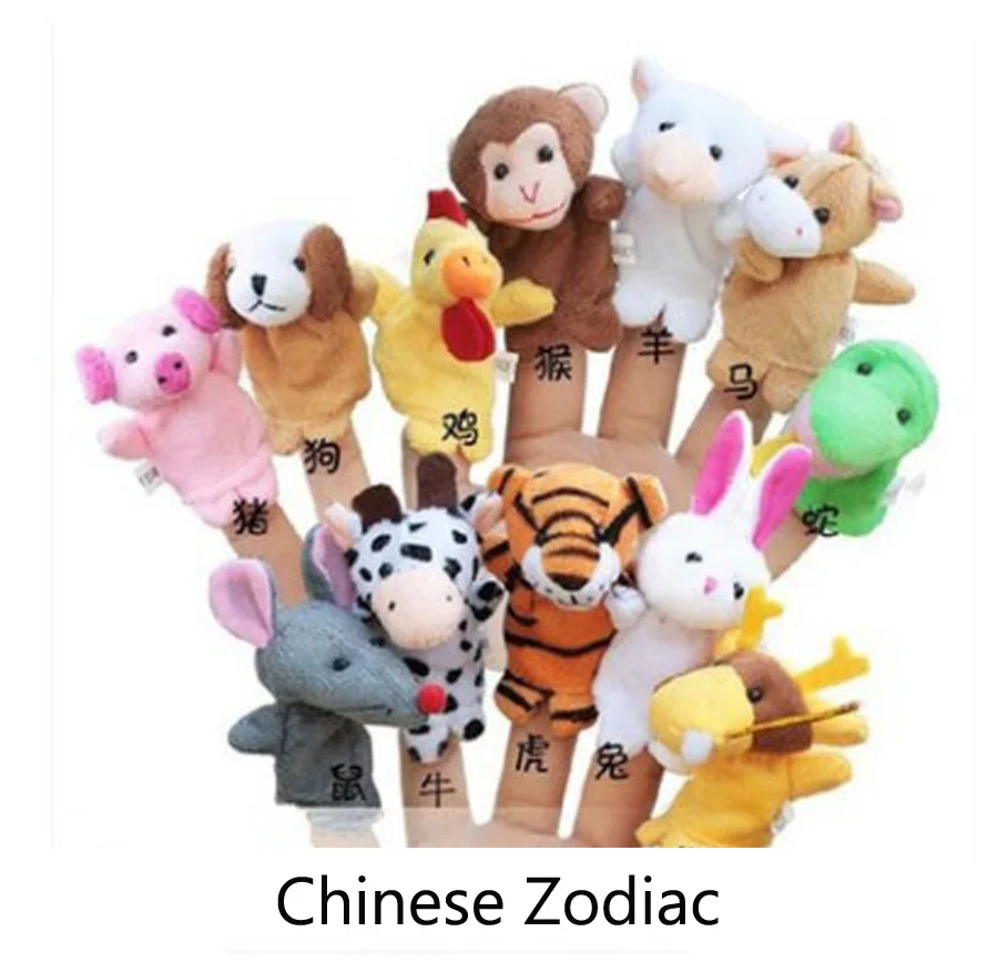 

10 Pcs Cute Chinese Zodiac Soft Biological Animal Puppet Finger Toys PLush Stress Relief Dolls Funny Kids Gift