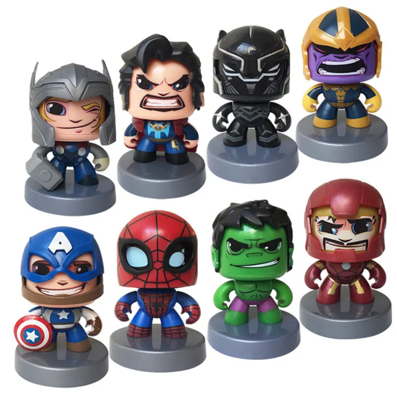 Disney Marvel Toys 11 см Мстители Милый Железный Человек паук Халк фигурка Тора меняющая