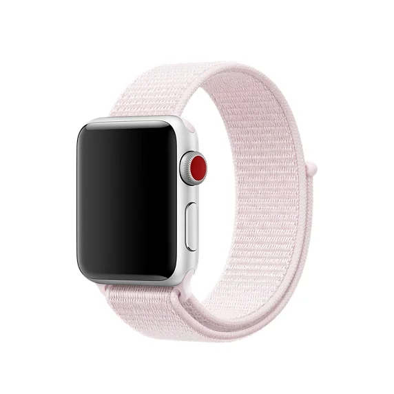 Тканый нейлоновый ремешок для часов Apple Watch ремешок 40 мм 44 мм 38 мм 42 мм мягкая Спортивная петля для iWatch 5 4 3 2 1 дышащий ремешок - Цвет ремешка: pearl pink