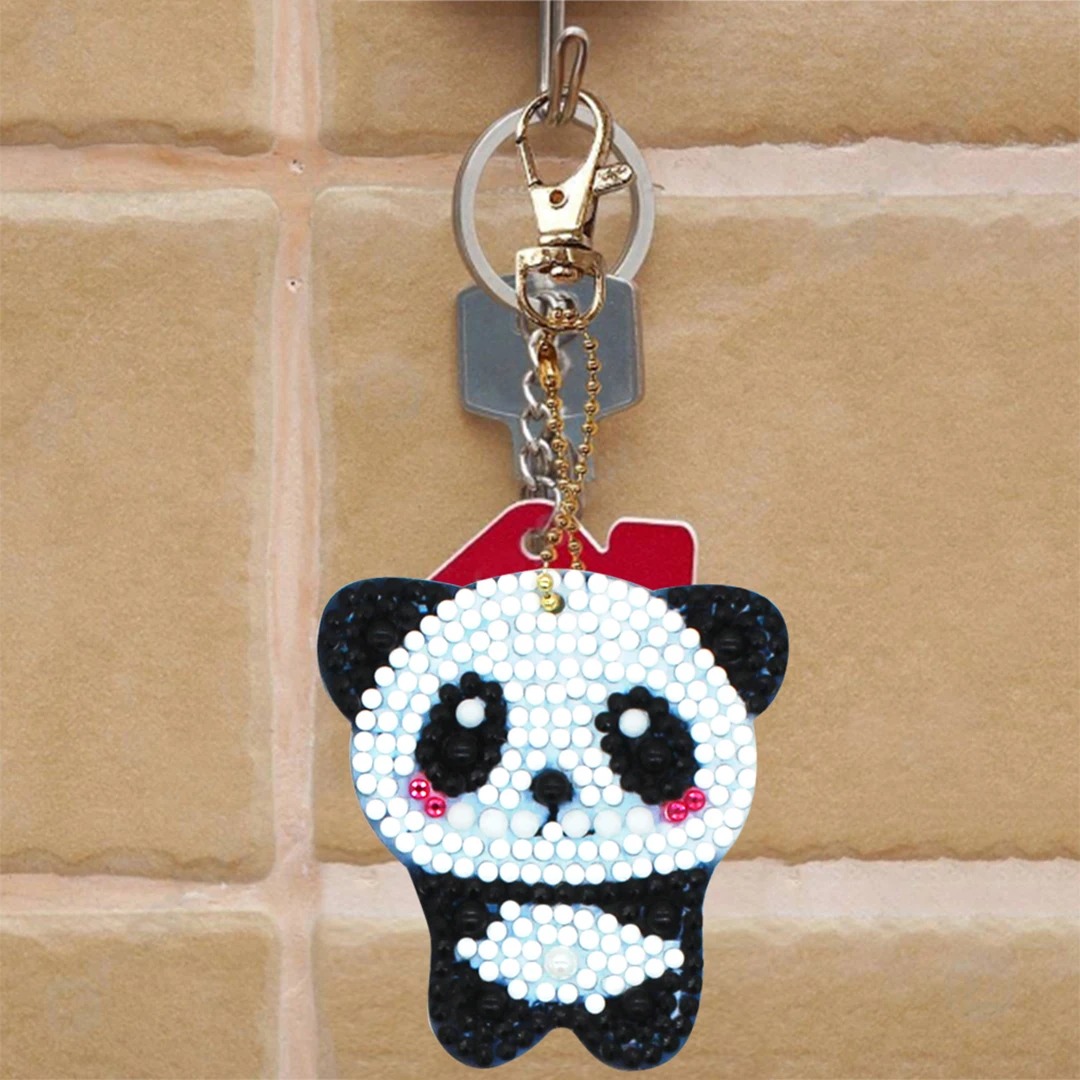 Panda Pattern 5D Diamond Painting Kits Diamond Keychain Mosaic Embroidery Bag Pendant Keyring Ornament Cute Gift For Kid diamond painting diamond keychains