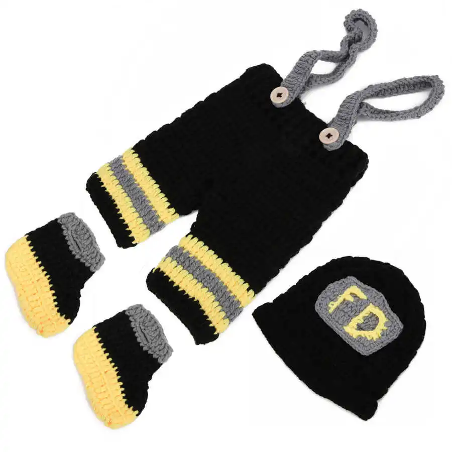 Low Cost Outfit Photography-Props Crochet Baby Costumes Newborn Hats Hook Pants Fireman Knitted aKwjMVAYJYA