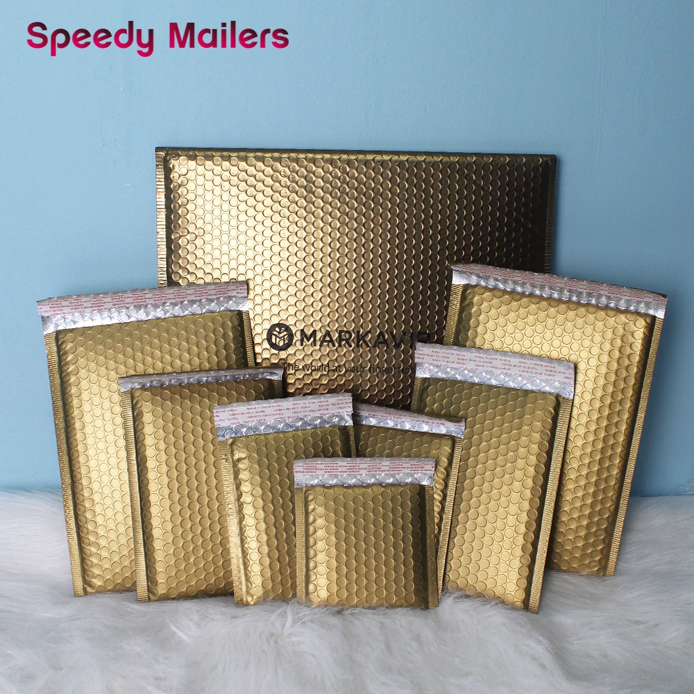 5 Size 20PCS Bubble Mailers Matte Gold Shipping Envelopes With Bubble Padded Postal Mailing Envelope Bags Waterproof Courier Bag