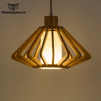 

Southeast Asia Wood LED Pendant Lamp Glass Barbershop Art Pendant Lights Restaurant Balcony Luminaire Suspendu Kitchen Fixtures