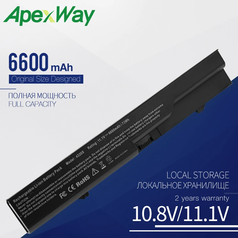 9 ячеек 6600mAh Аккумулятор для ноутбука HP ProBook 4320 4325s 4320s 4321 525s 4321s 4520s 4320t 4326s 4420s 4421s 4425s