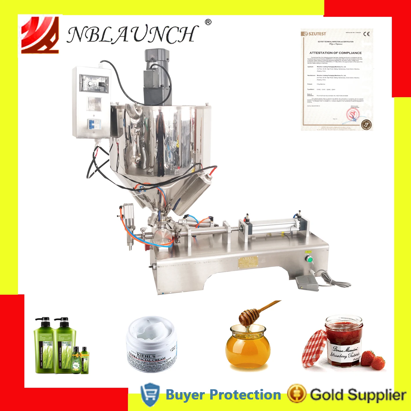 Jam Chilli Sauce Filling Machine Bigger Valve Mixing Hopper Soybean Paste Peanut Butter Cream Filler | Бытовая техника