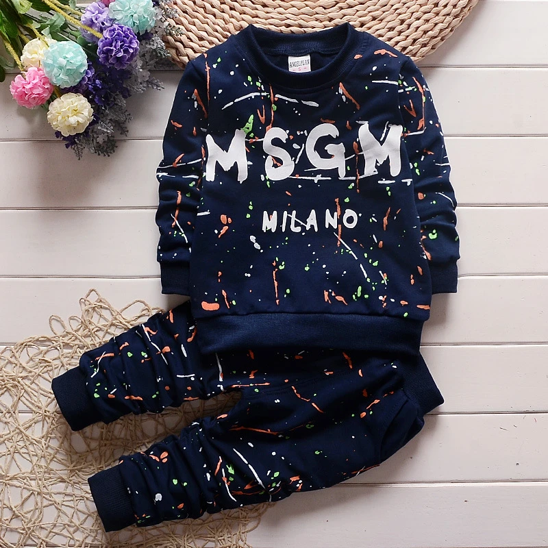 Spring And Autumn Boys Fashion Kids Set Long-sleeved T-shirt Top Pants 2-piece Alphabet For Baby Boy | Мать и ребенок