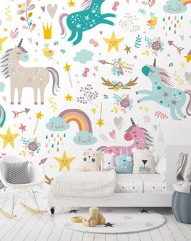 

[Self-Adhesive] 3D Animated Rainbow Horse 735370 Wall Paper mural Wall Print Decal Wall Murals