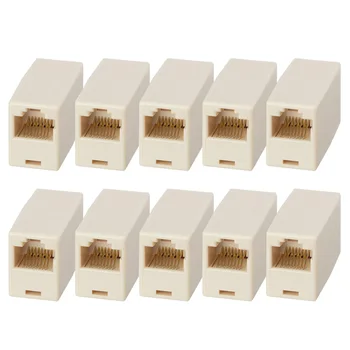 

10Pcs CAT5e RJ45 Female to Female Inline Coupler Coupling Joiner Connector PR Sale