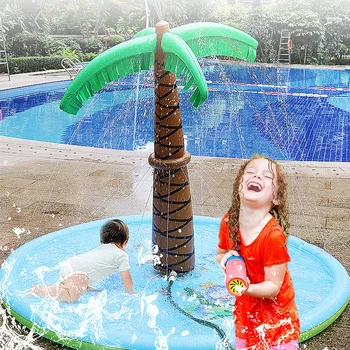 

180cm Coconut Trees Inflatable Spray Water Sprinkler Splash Pad for Kids Playmat Children Summer Outdoor Water Toys for Baby