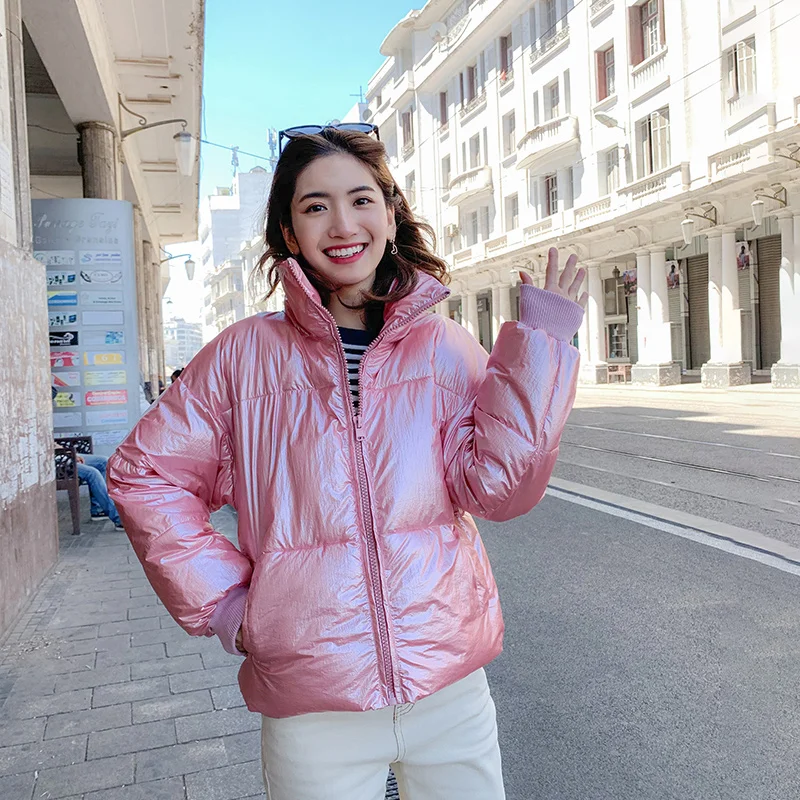 Winter Jacket Women Stand Collar Warm Thicken Fashion Short Glossy Parka Coat 2020 New | Женская одежда