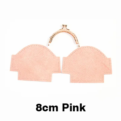 8cm-Pink WUTA «сделай сам» из натуральной кожи; Женские ботинки в ретро-стиле кошелек комплект полуфабрикатов Craft подарок ручной работы из козьей кожи леди, с металлической застежкой, кошелек для монет - Color: 8cm-Pink