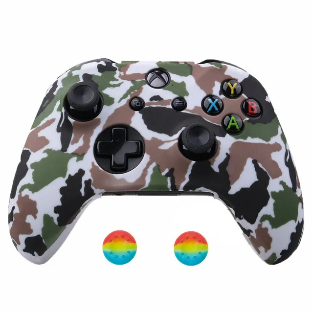 whitecamo ZOMTOP водопроводная Печать Камуфляж силиконовый чехол для Xbox One X S контроллер защитный чехол с джойстиком ручки - Цвет: whitecamo