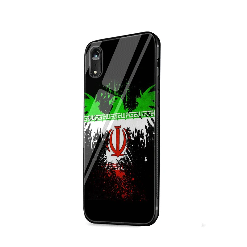 Стеклянный чехол для телефона TPU glass для Apple iPhone 5 5S SE 6 6S 7 8 Plus XR X XS Max крышка с флагом Iran Ribbon