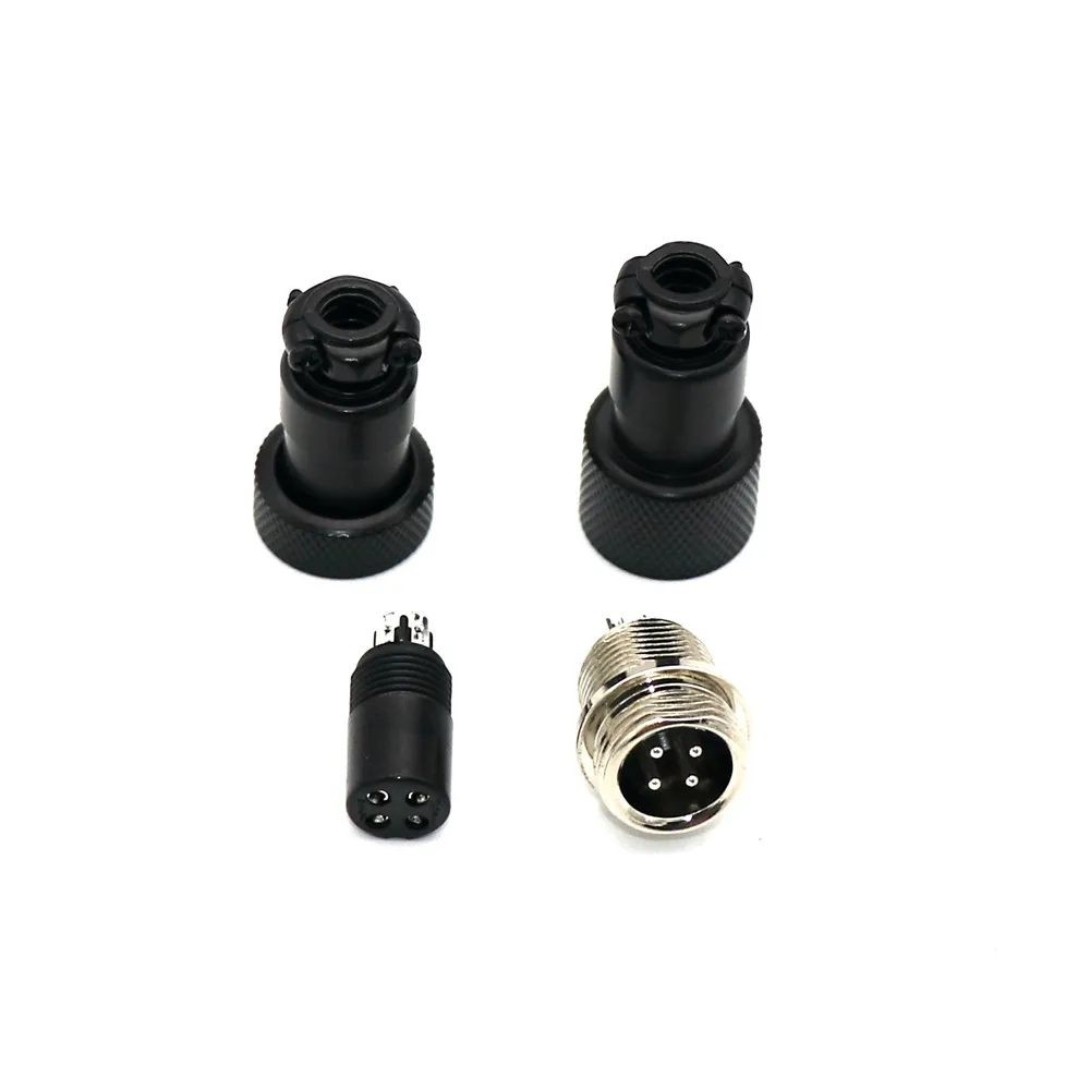 Colorful Electroplated Black GX12 Aviator Socket Butting Docking 4 Core 4Pin Male&Female for Keyboard Coiled USB Type C Cable