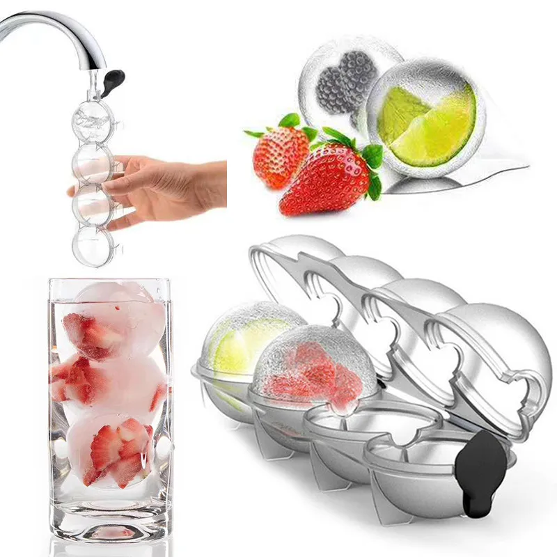 4 Hole Ice Ball Mold Whiskey Cocktail Vodka Round Ice Cube Makers Bar Party  Kitchen Ice Box Ice Cream Maker Tools - AliExpress