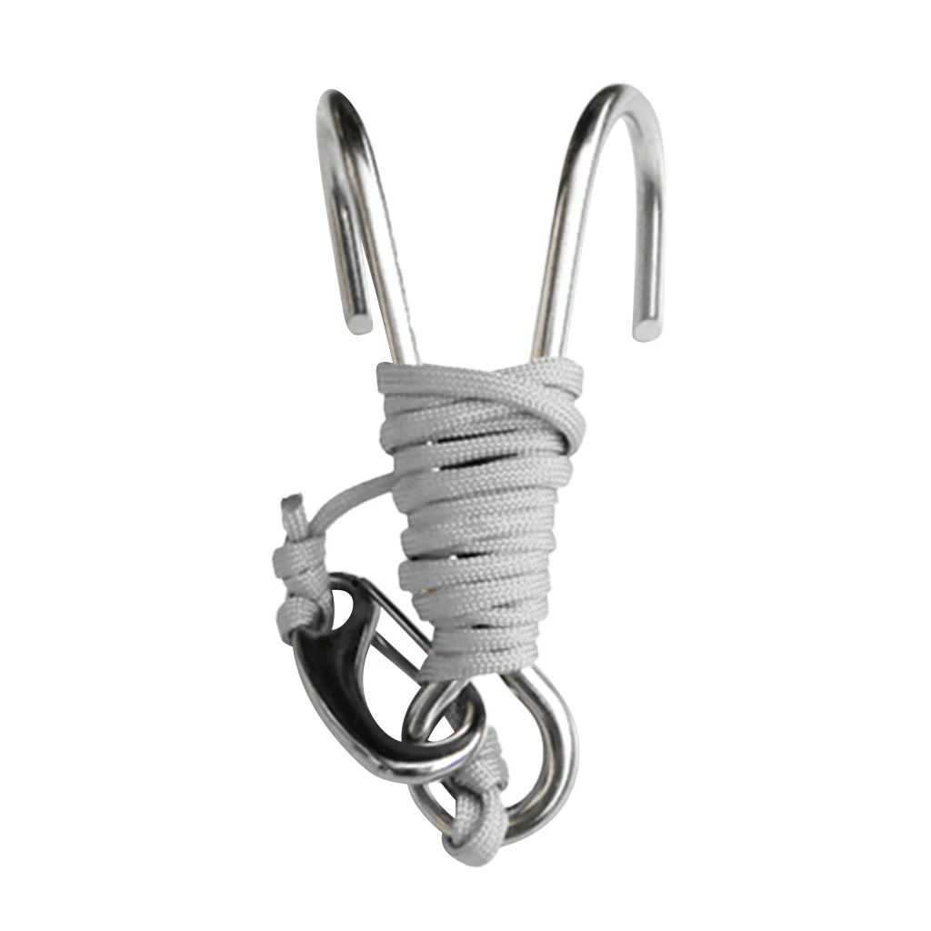 Current Scuba Diving Double Dual 316 Stainless Steel Reef Hook with 47' Line for Underwater Photographers Scuba Diving 