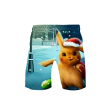 Новые шорты с покемоном детективом Пикачу летние мужские модные шорты из полиэстера для Отдыха 3D Kpop Популярные пляжные шорты Харадзюку