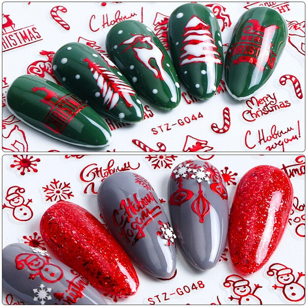 

Nail Art Stickers Transfers Xmas Merry Christmas Santa Claus Collection Decor Red Snow Balloon naklejki na paznokcie nail decals