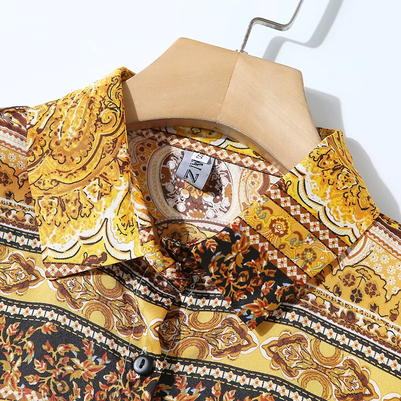 S-xxl Весна Осень женское платье коричневый желтый винтажный рисунок Пейсли рубашка блузка Роскошные винтажные офисные нарядные рубашки Блузка