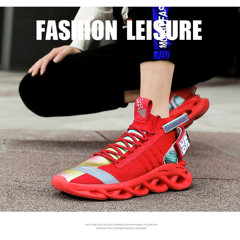 New Men Running Shoes Trend Couple Sneakers Lightweight Comfortable Cushioning Sport Shoes High Elastic Non-slip Wear Shoes35-46