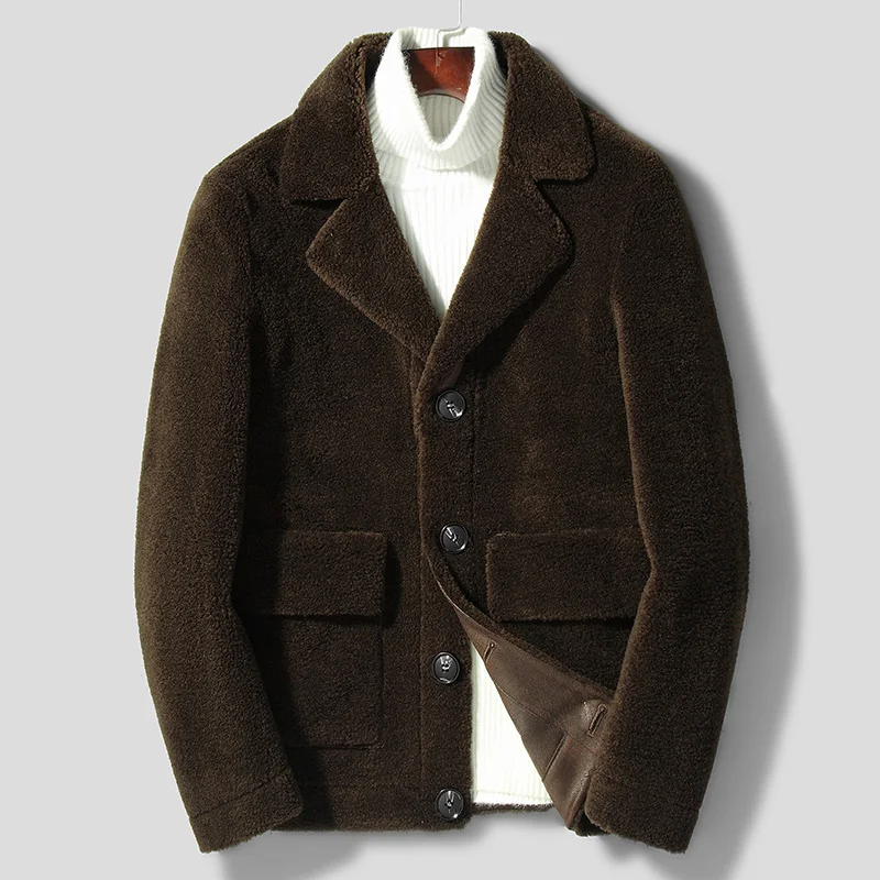 YOLANFAIRY Real Fur Coat Men Clothing Autumn Winter Jacket Men 100% Wool Coats Sheep Shearling Men's Jackets 2020 Y906 KJ5673 cowhide print jacket Genuine Leather