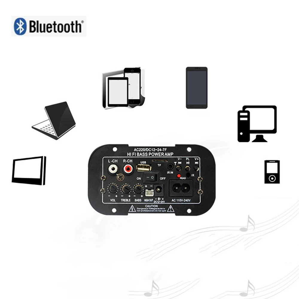

USB Bluetooth Amplifier Board Audio Amplificador FM radio gun core speaker motherboard Subwoofer For car computer home TF player