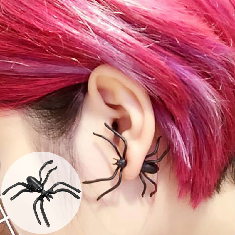 Kinel хит 1 шт Панк 3D гвоздик в виде паука серьги черные эмалированные металлические вечерние серьги для женщин модные ювелирные изделия подарки на Хэллоуин