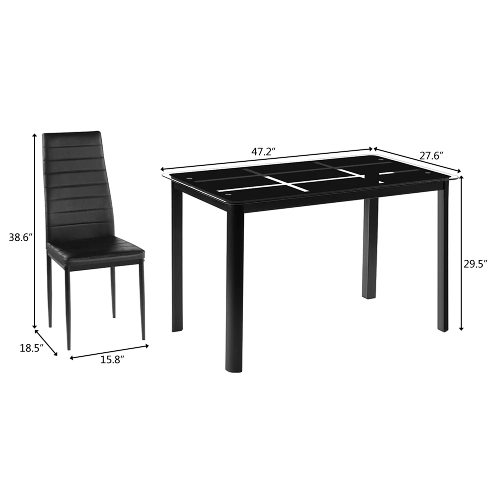 Обеденный стол набор прямоугольный с закаленным стеклом обеденный стол с 4 стульями с высокой спинкой кухонный стол обеденный набор мебель