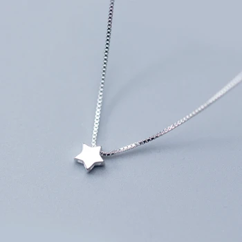 

100% 925 Sterling Silver Minimalist Star Pendant Necklaces Short Choker Clavicle Chain for Women Fashion Jewelry Gift D1919